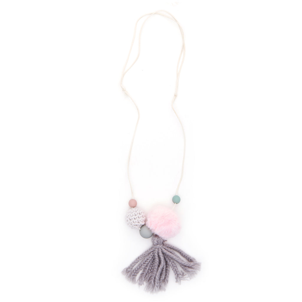 Pom pom and tassel necklace