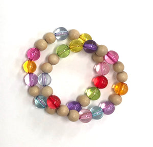 Rainbow and natural beads bracelet