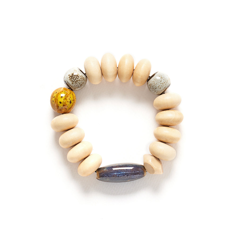 Mentos bracelet with ceramic shibori bead – Rare Rabbit
