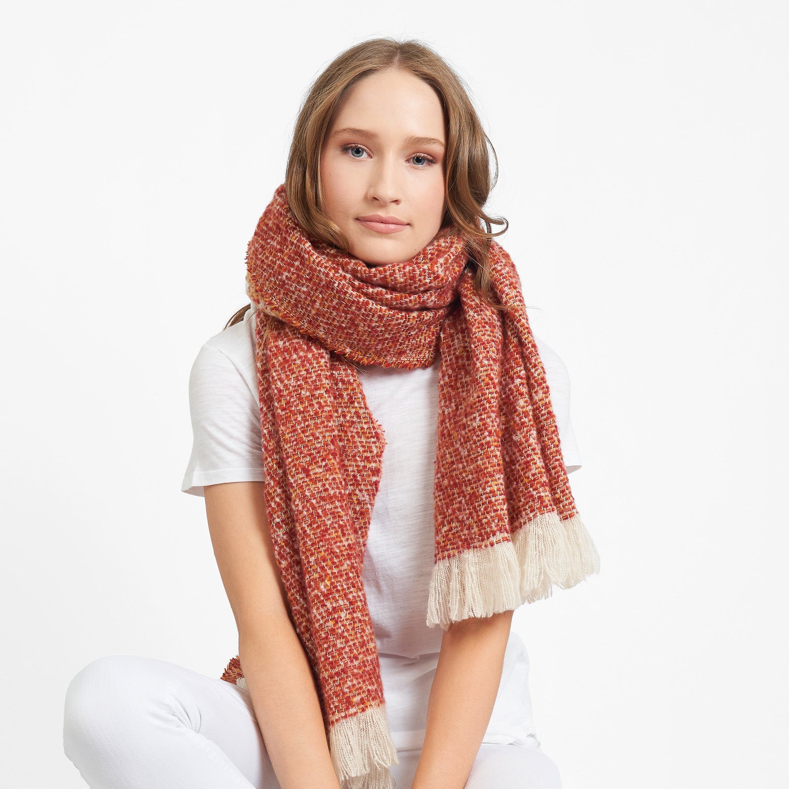 Speckles with natural tassels scarf