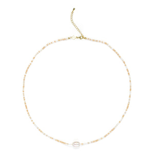 Single Pearl & Glass Bead Necklace