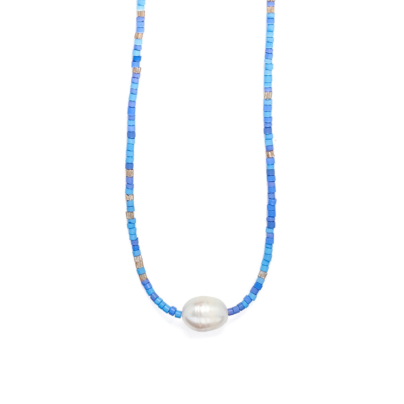 Single Pearl & Glass Bead Long Necklace